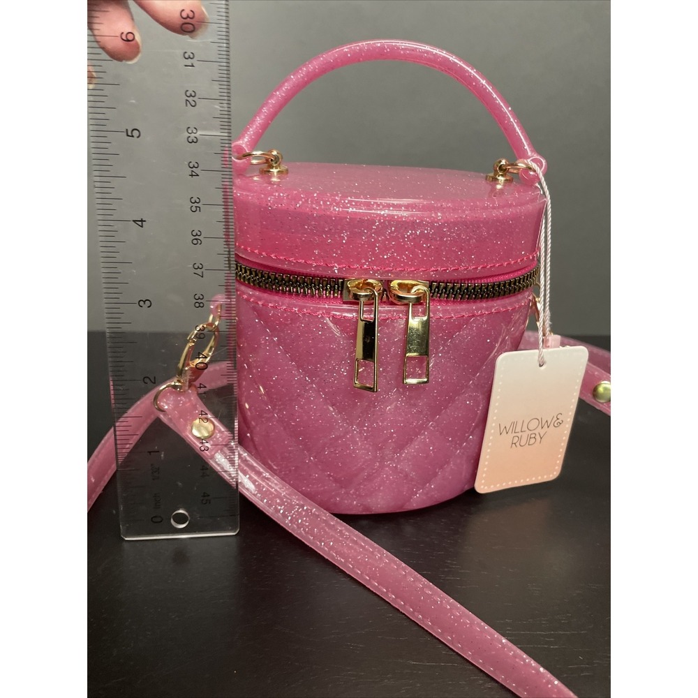 pink jelly quilted glitter Barbie core mini purse Detachable Strap New - Picture 7 of 8